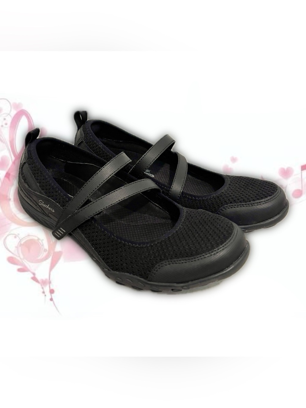 skechers black mary jane ballet flats